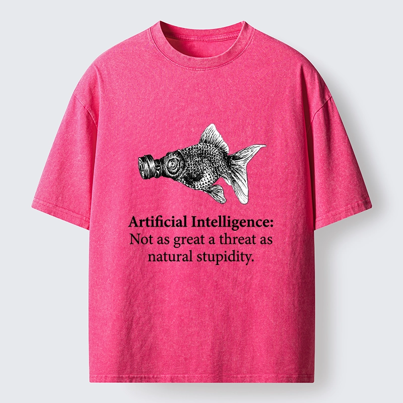 Tokyo-Tiger Natural Stupidity Beats AI Every Time Washed T-Shirt