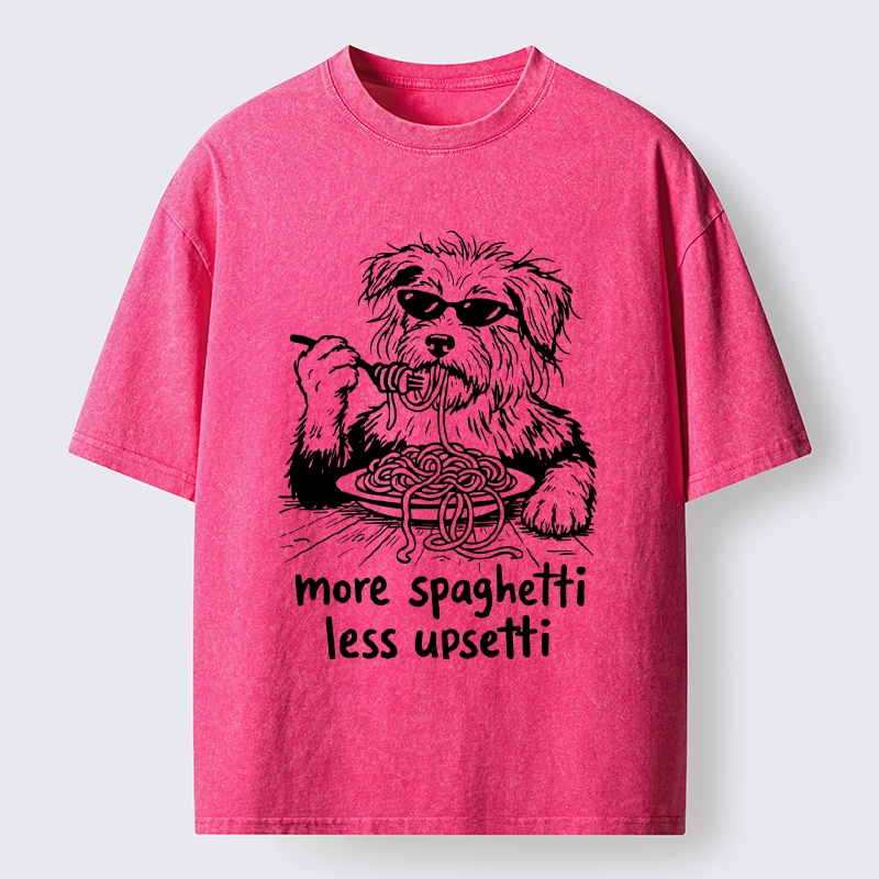 Tokyo-Tiger Cool Dog Eating Spaghetti Like A Boss Washed T-Shirt