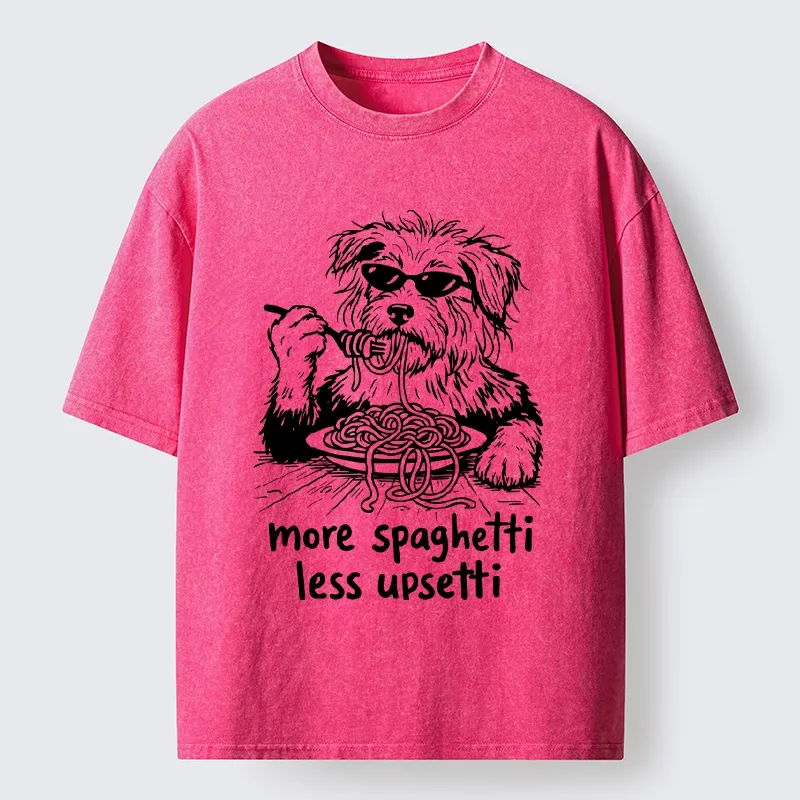 Tokyo-Tiger Cool Dog Eating Spaghetti Like A Boss Washed T-Shirt