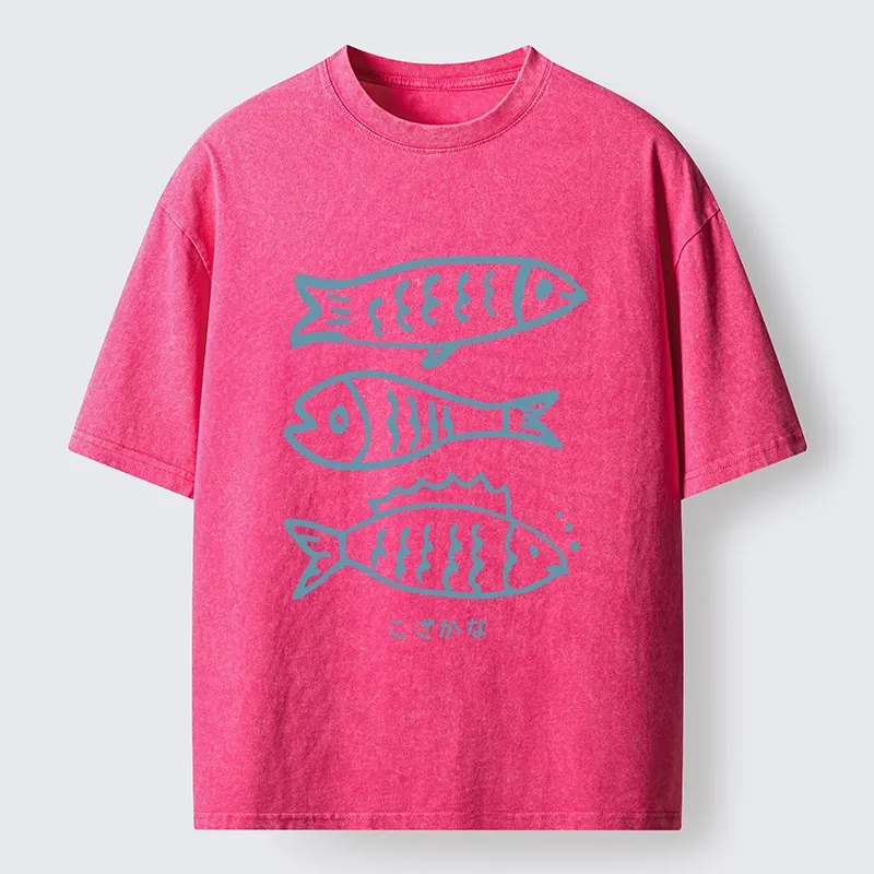 Tokyo-Tiger Three Simple Fish Swimming In The Sea Washed T-Shirt