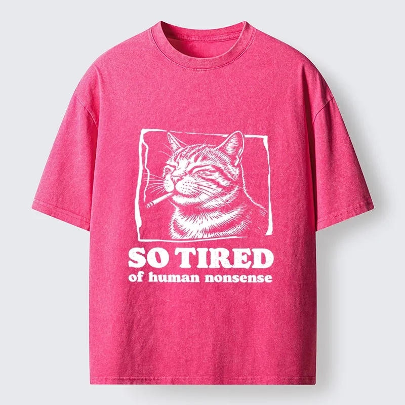 Tokyo-Tiger Cat Tired Of All Human Nonsense Washed T-Shirt