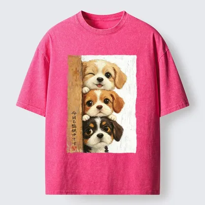 Tokyo-Tiger Dog Squad Watching You Washed T-Shirt