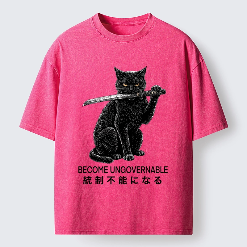 Tokyo-Tiger Black Cat Chaos Mode On Washed T-Shirt