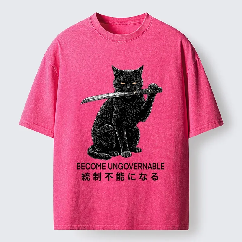 Tokyo-Tiger Black Cat Chaos Mode On Washed T-Shirt