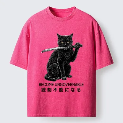 Tokyo-Tiger Black Cat Chaos Mode On Washed T-Shirt