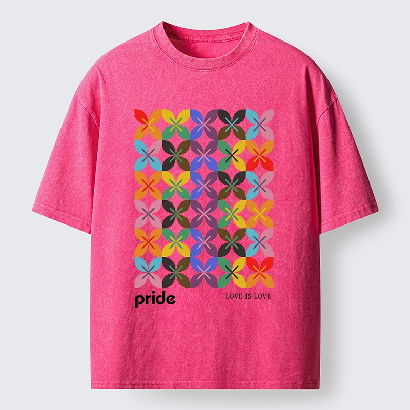Tokyo-Tiger Pride Geometric Flower Pattern Washed T-Shirt