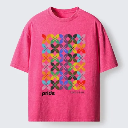 Tokyo-Tiger Pride Geometric Flower Pattern Washed T-Shirt