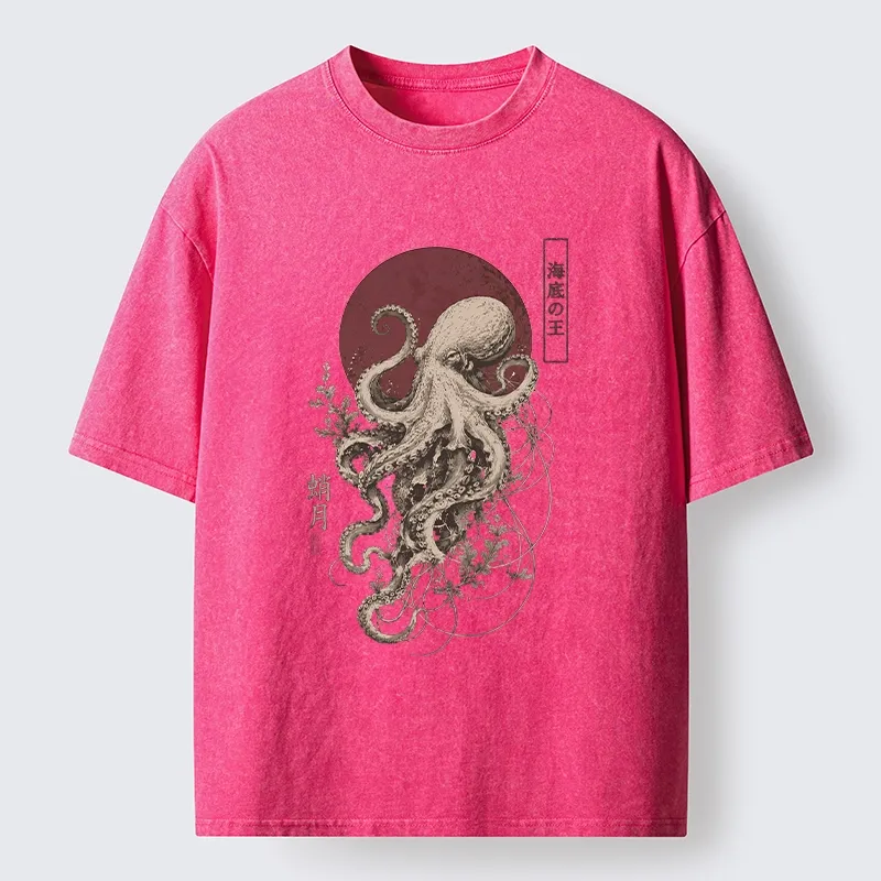Tokyo-Tiger Deep Sea King Octopus Washed T-Shirt Sale
