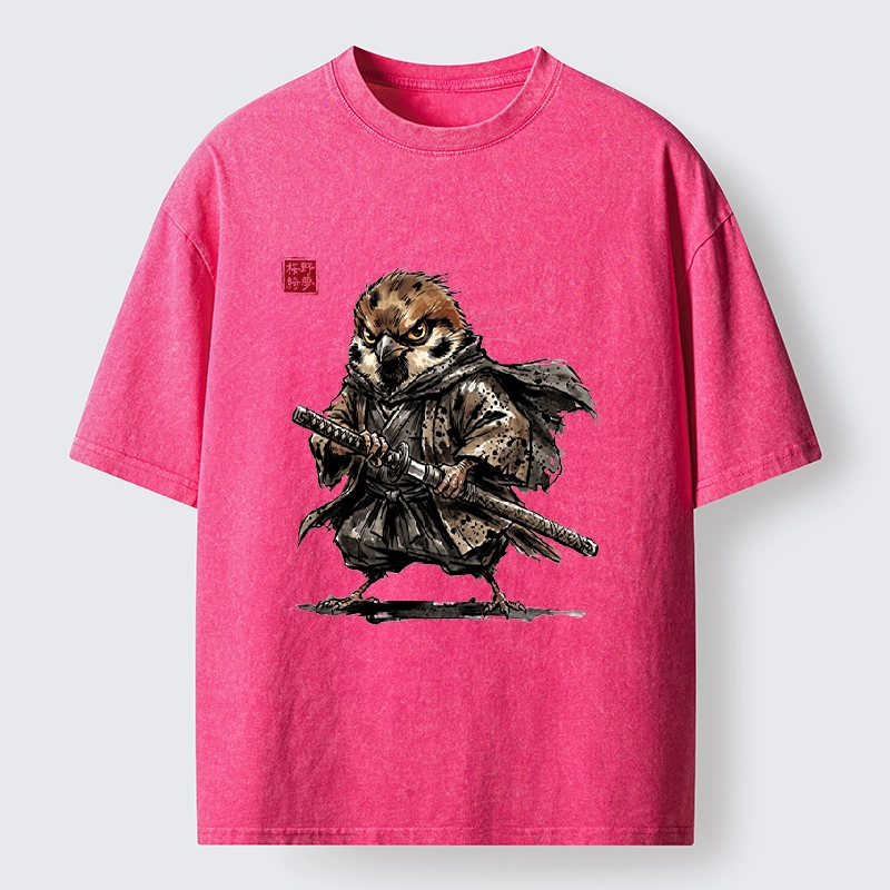 Tokyo-Tiger Sparrow Samurai Ready To Fight Washed T-Shirt