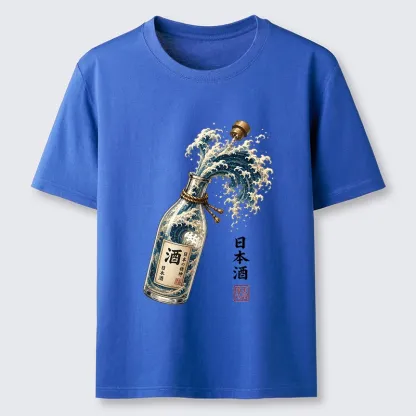 Tokyo-Tiger Ocean Wave Poured From A Sake Bottle Classic T-Shirt