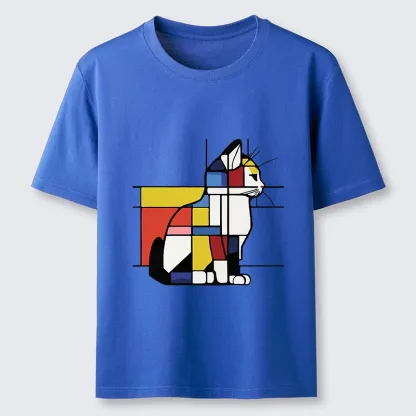 Tokyo-Tiger Geometric Cat Art In Primary Colors Classic T-Shirt