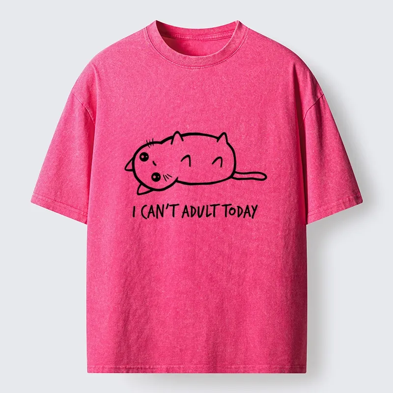 Tokyo-Tiger Lazy Cat Refusing Adulting Life Washed T-Shirt