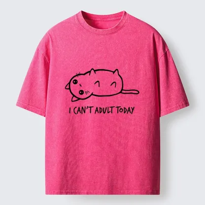 Tokyo-Tiger Lazy Cat Refusing Adulting Life Washed T-Shirt