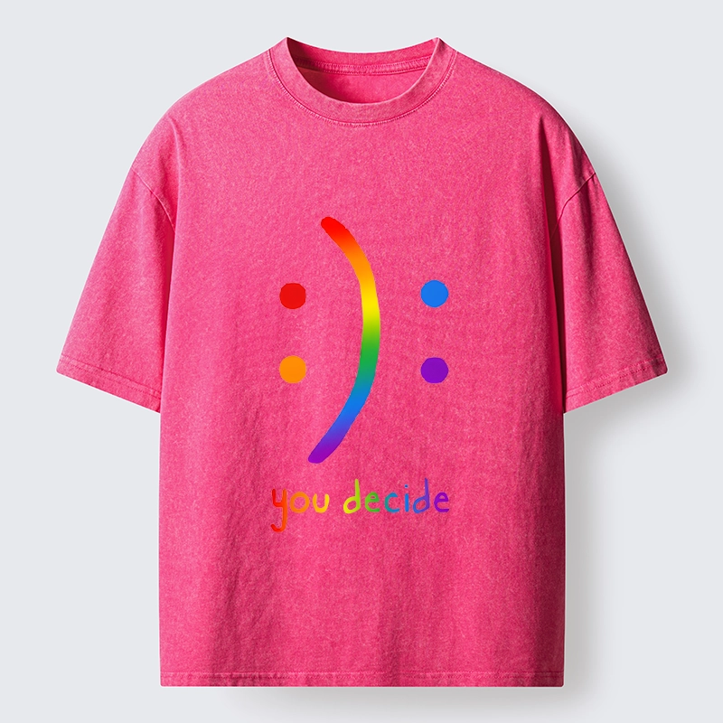 Tokyo-Tiger Colorful Rainbow Emoji You Decide Washed T-Shirt