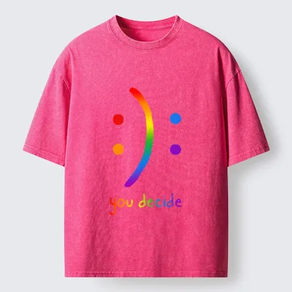 Tokyo-Tiger Colorful Rainbow Emoji You Decide Washed T-Shirt