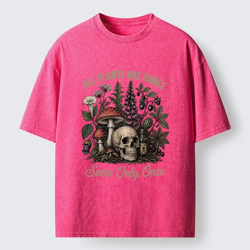 Tokyo-Tiger Poisonous Plants And Skull Dark Humor Washed T-Shirt
