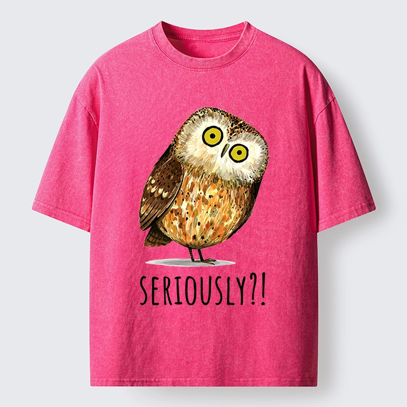 Tokyo-Tiger Seriously Confused Owl Meme Art Washed T-Shirt