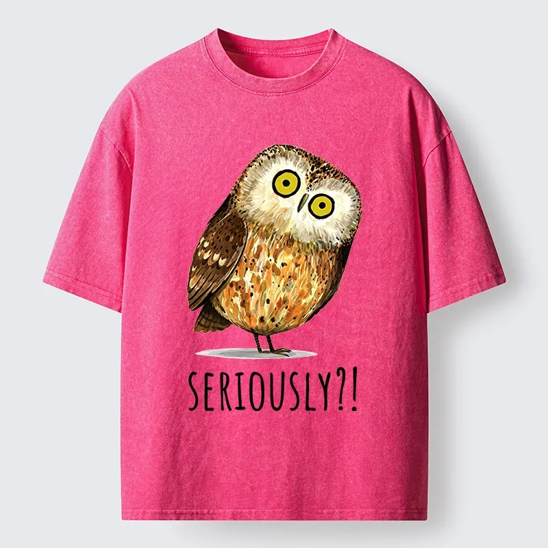 Tokyo-Tiger Seriously Confused Owl Meme Art Washed T-Shirt