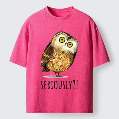 Tokyo-Tiger Seriously Confused Owl Meme Art Washed T-Shirt