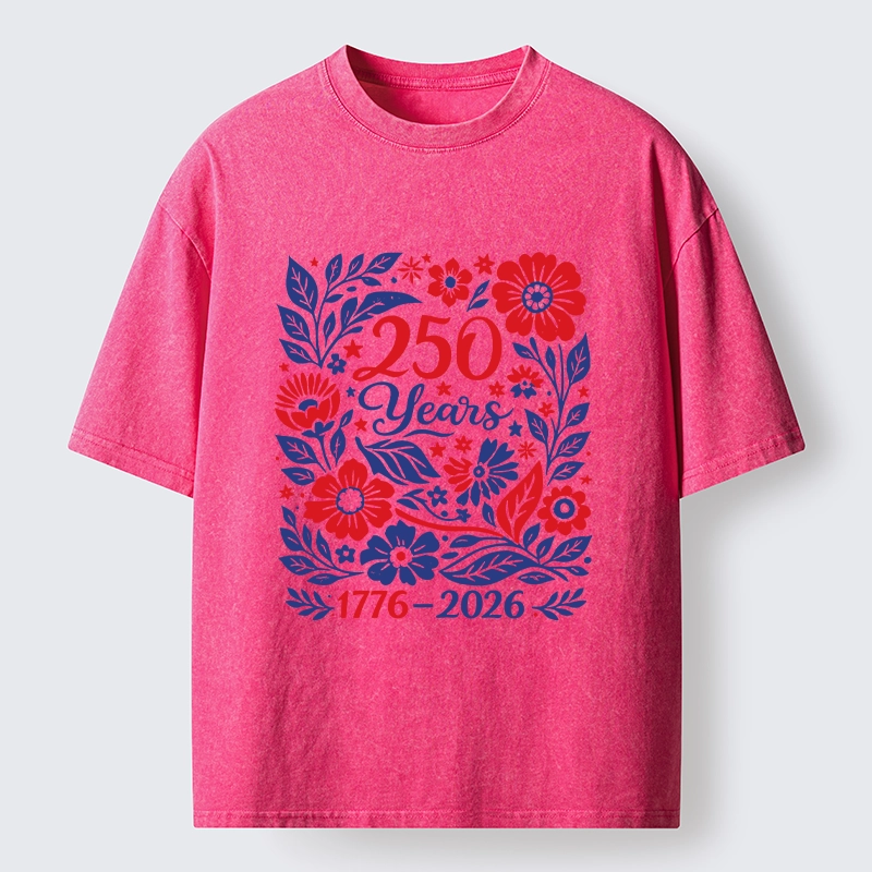Tokyo-Tiger Floral 250 Years USA Celebration Washed T-Shirt