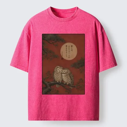 Tokyo-Tiger Loving Owls On A Pine Tree Branch Washed T-Shirt