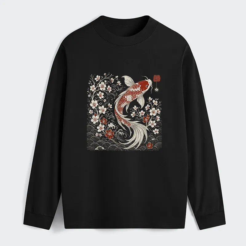 Tokyo-Tiger Vintage Sakura And Koi Classic Long Sleeve T-Shirt Sale
