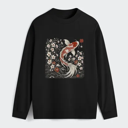 Tokyo-Tiger Vintage Sakura And Koi Classic Long Sleeve T-Shirt