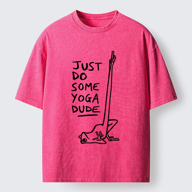 Tokyo-Tiger Funny Stretch Yoga Frog Takes Daily Workout Washed T-Shirt