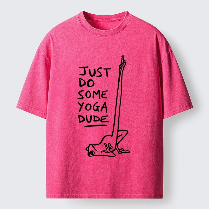 Tokyo-Tiger Funny Stretch Yoga Frog Takes Daily Workout Washed T-Shirt
