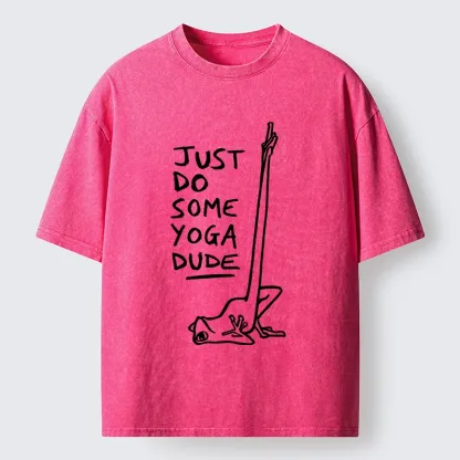 Tokyo-Tiger Funny Stretch Yoga Frog Takes Daily Workout Washed T-Shirt