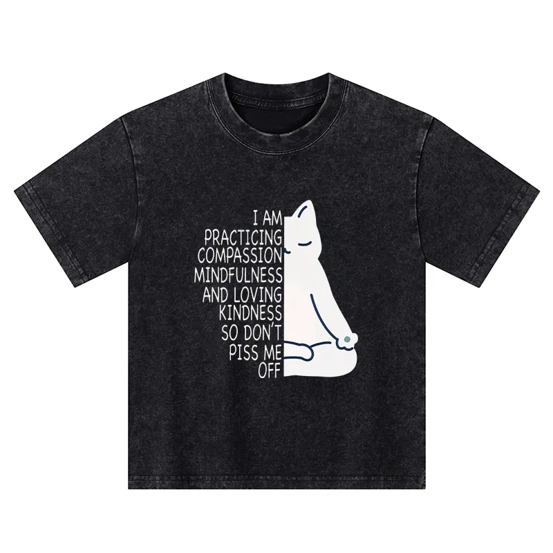 Tokyo-Tiger Calm Black Cat With Anger Issues Kids Washed T-Shirt Sale