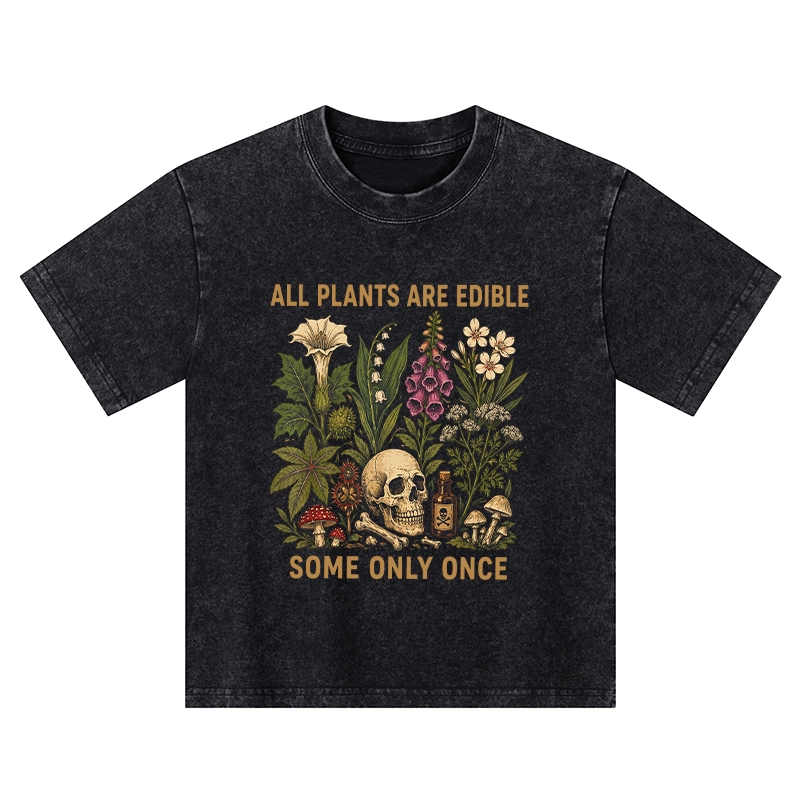 Tokyo-Tiger Edible Plants Some Only Once Joke Kids Washed T-Shirt