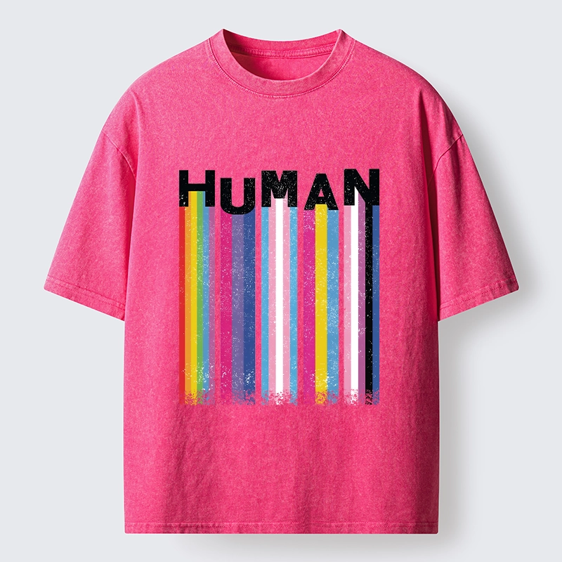 Tokyo-Tiger Rainbow Stripes Human Pride Washed T-Shirt