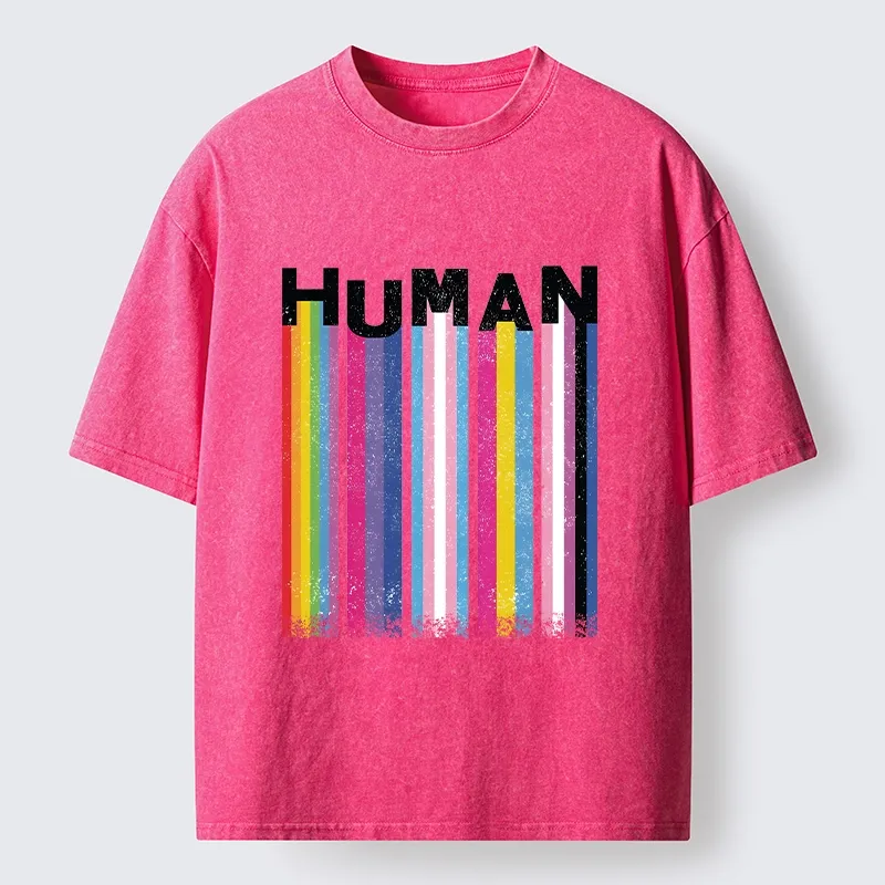 Tokyo-Tiger Rainbow Stripes Human Pride Washed T-Shirt