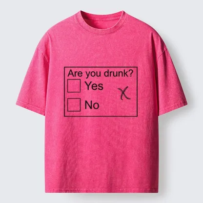 Tokyo-Tiger Confused Drunk Checkbox Graphic Washed T-Shirt
