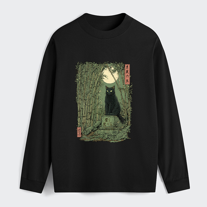Tokyo-Tiger Black Cat In The Bamboo Forest Classic Long Sleeve T-Shirt