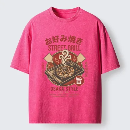 Tokyo-Tiger Classic Japanese Savory Pancake Food Washed T-Shirt