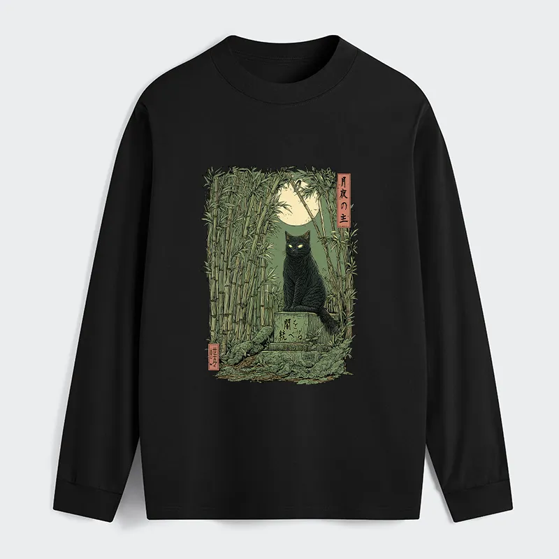Tokyo-Tiger Black Cat In The Bamboo Forest Classic Long Sleeve T-Shirt Sale