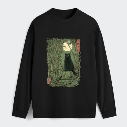Tokyo-Tiger Black Cat In The Bamboo Forest Classic Long Sleeve T-Shirt
