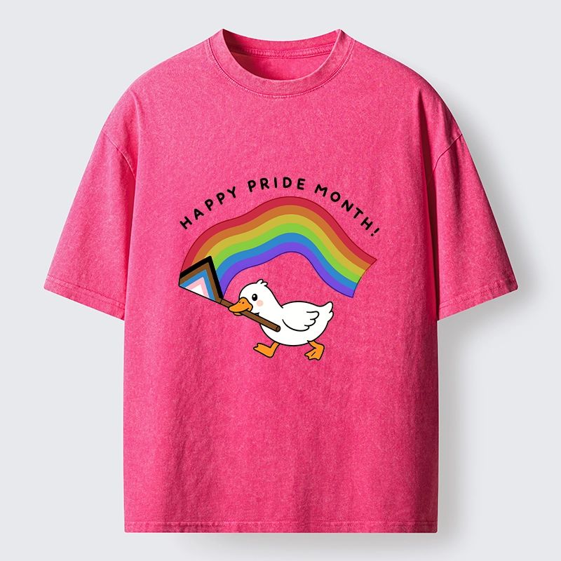 Tokyo-Tiger Funny Meme Duck Waves Pride Flag High Washed T-Shirt