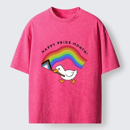 Tokyo-Tiger Funny Meme Duck Waves Pride Flag High Washed T-Shirt