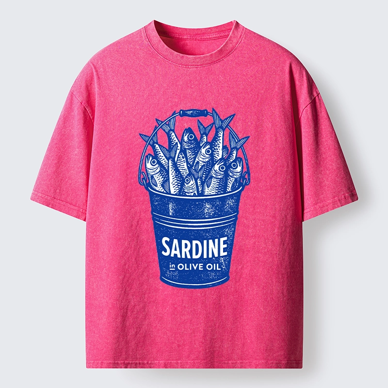 Tokyo-Tiger Vintage Bucket Full Of Fresh Sardines Washed T-Shirt