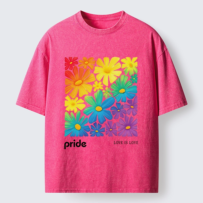 Tokyo-Tiger Colorful Blooms Honor Equal Loving Souls Washed T-Shirt