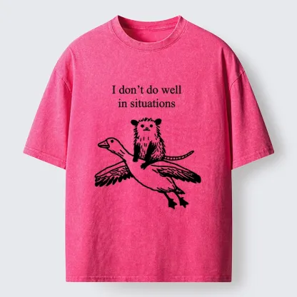 Tokyo-Tiger Lost Possum Rides Wild Goose Washed T-Shirt