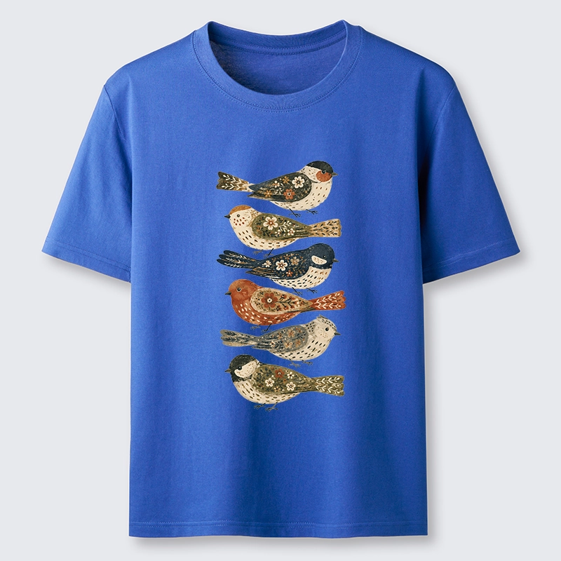 Tokyo-Tiger Colorful Folk Birds In Earthy Tones Classic T-Shirt