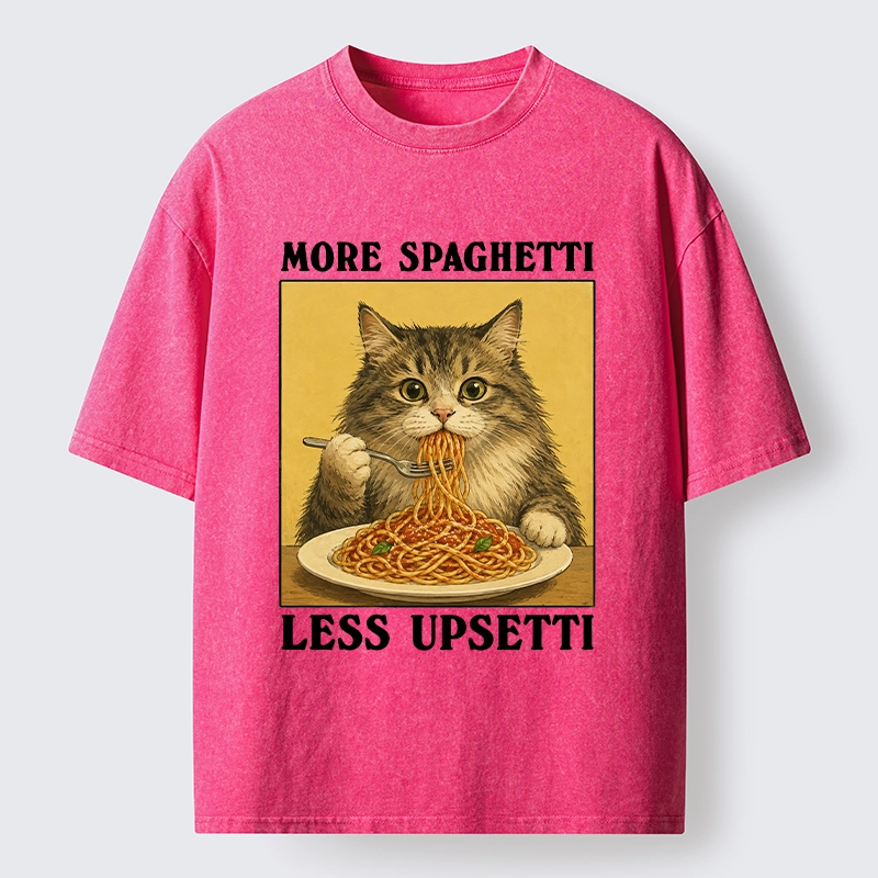 Tokyo-Tiger Cat Loves Eating Pasta Washed T-Shirt
