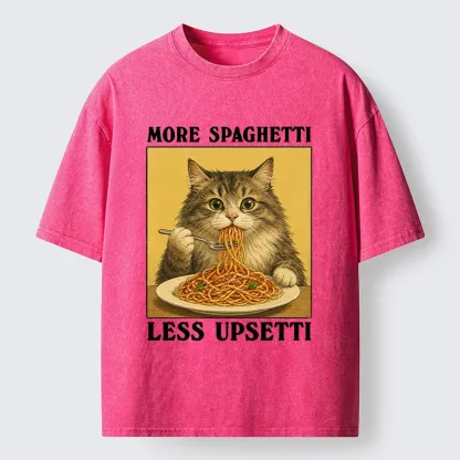 Tokyo-Tiger Cat Loves Eating Pasta Washed T-Shirt