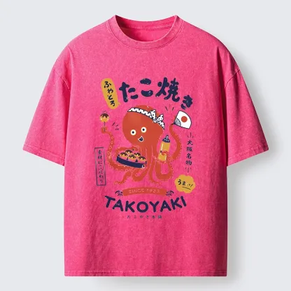 Tokyo-Tiger Cute Octopus Makes Fresh Takoyaki Washed T-Shirt