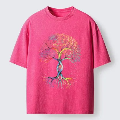 Tokyo-Tiger Watercolor Pride Tree Artwork Washed T-Shirt