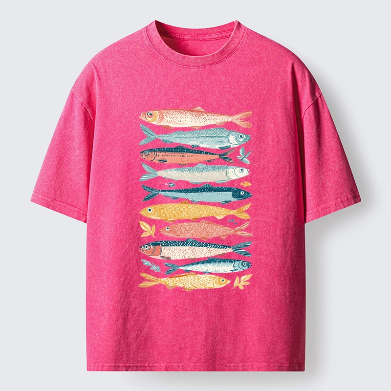 Tokyo-Tiger Beautiful Colorful Fish In The Sea Washed T-Shirt